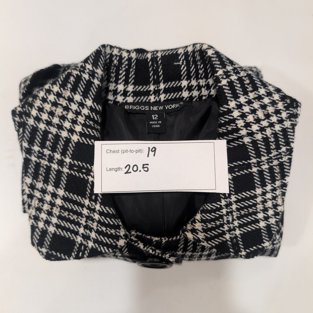Briggs New York Houndstooth Blazer Jacket Black White Career Work Sz 12 - Picture 6 of 6